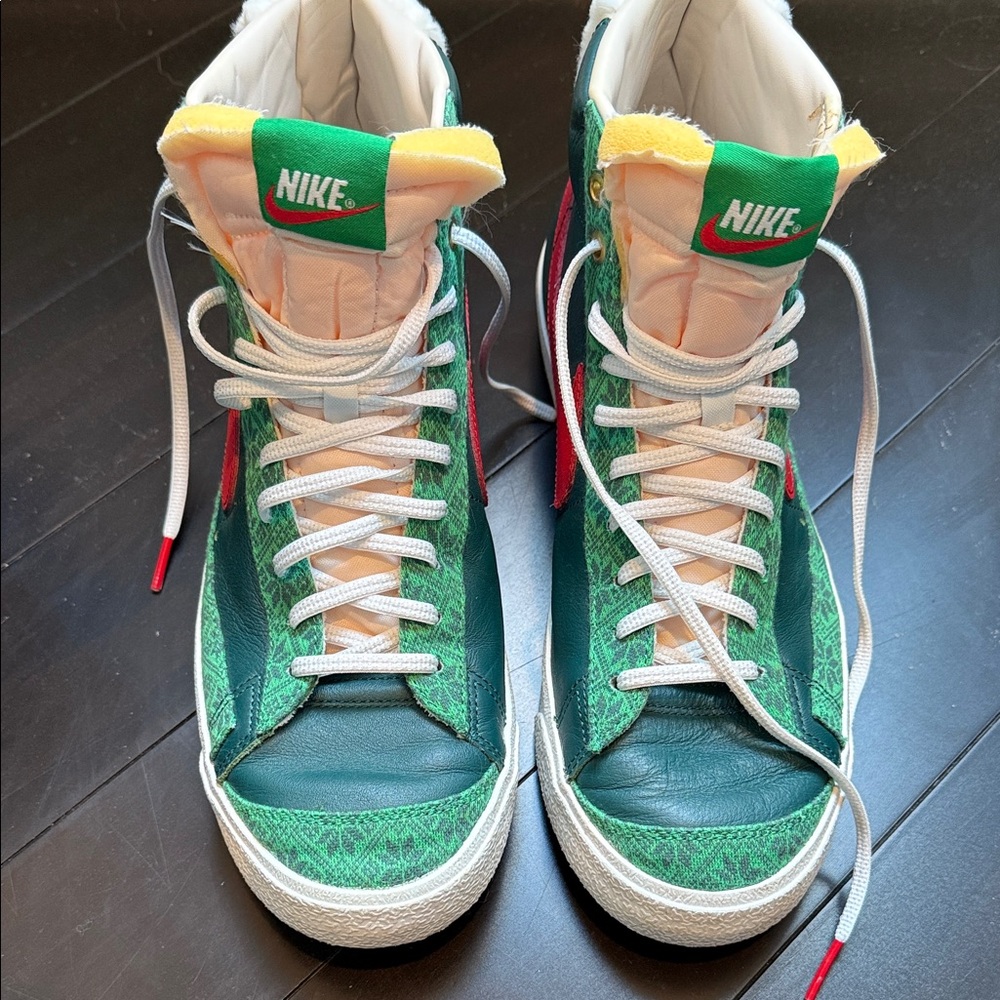 Nike Green and Yellow High-Tops with White Laces